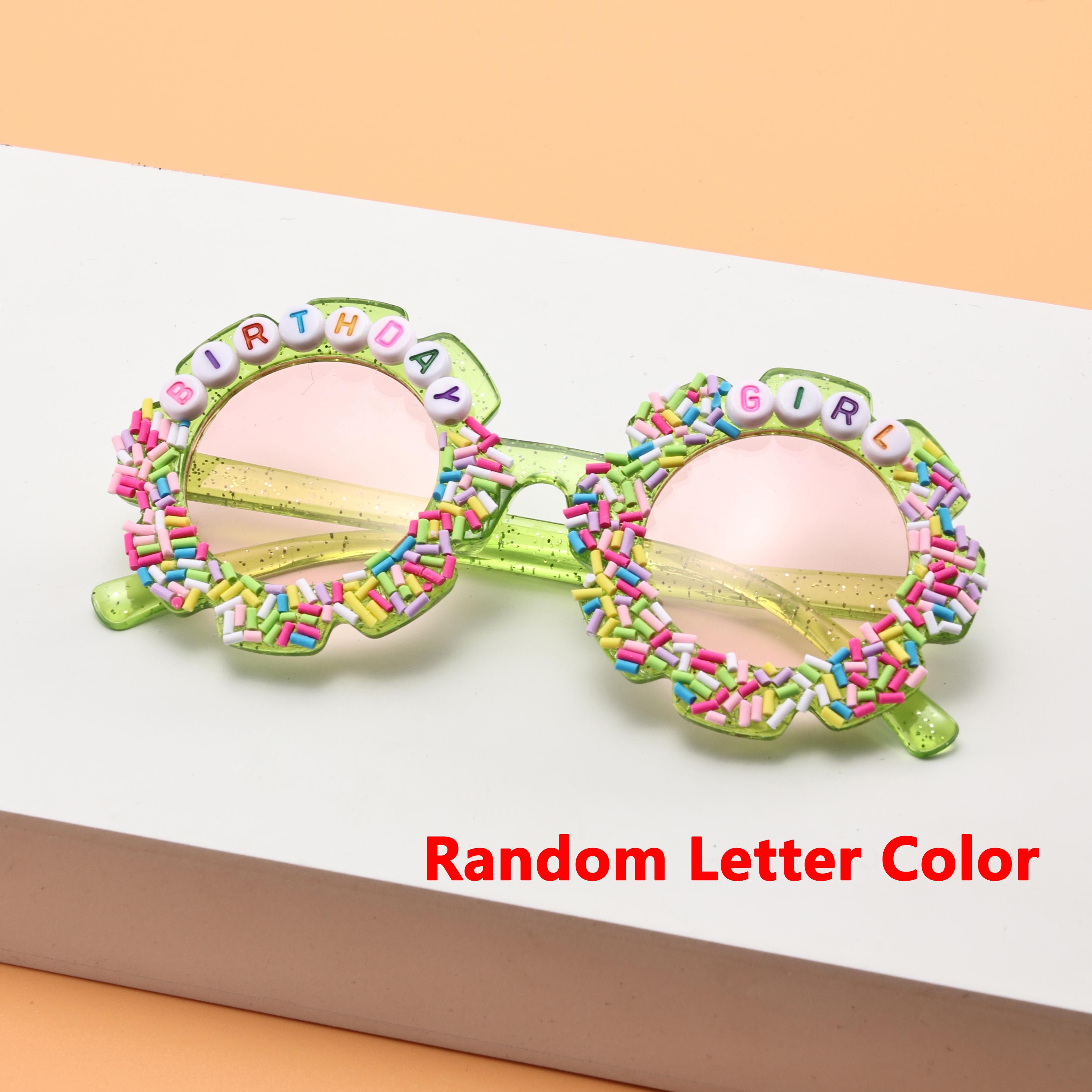 

Kids Birthday Party Sunglasses Sprinkle Donut Decor BIRTHDAY Beads Cute Shades for Toddler Girls Perfect for Photos KJ084
