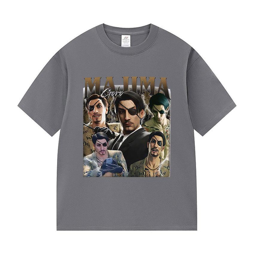 

Лимитированная футболка с графическим принтом Горо Мадзимы, мужская модная, игровая, косплей, с коротким рукавом, мужская, винтажная, оверсайз, хлопковая футболка, лето 4XL