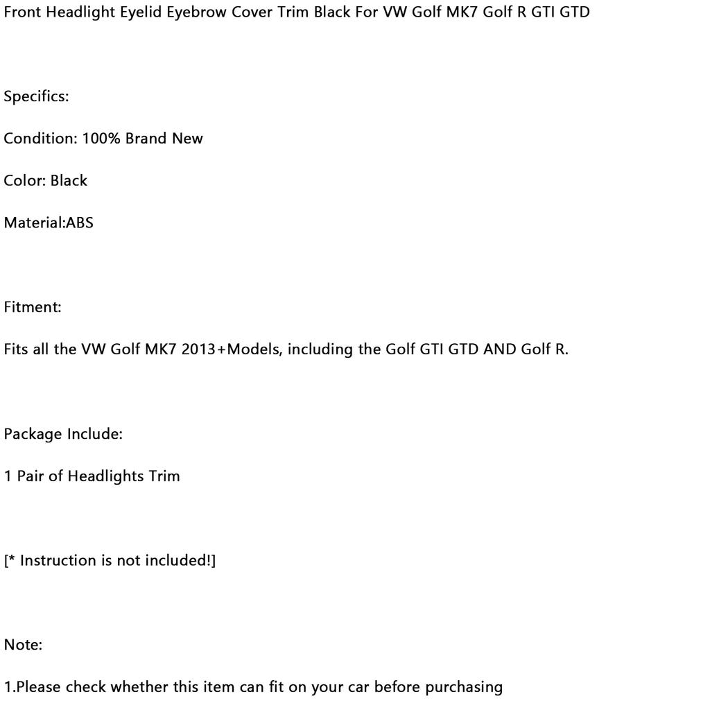 Frontscheinwerfer Augenlid Augenbrauen Abdeckung Zierleiste Schwarz Für VW Golf MK7 Golf R GTI GTD