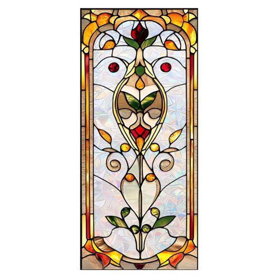 

Vintage Window Privacy Film Geometric Stained Glass Flower Decorative Frosted Static Cling Reusable UV Sun Blocking Glass Sticker Cover Size#42