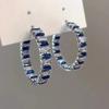 Fashion Geometric Square Bright Blue White Cubic Zirconia Hoop Earrings for Women Luxury Jewelry for Parties