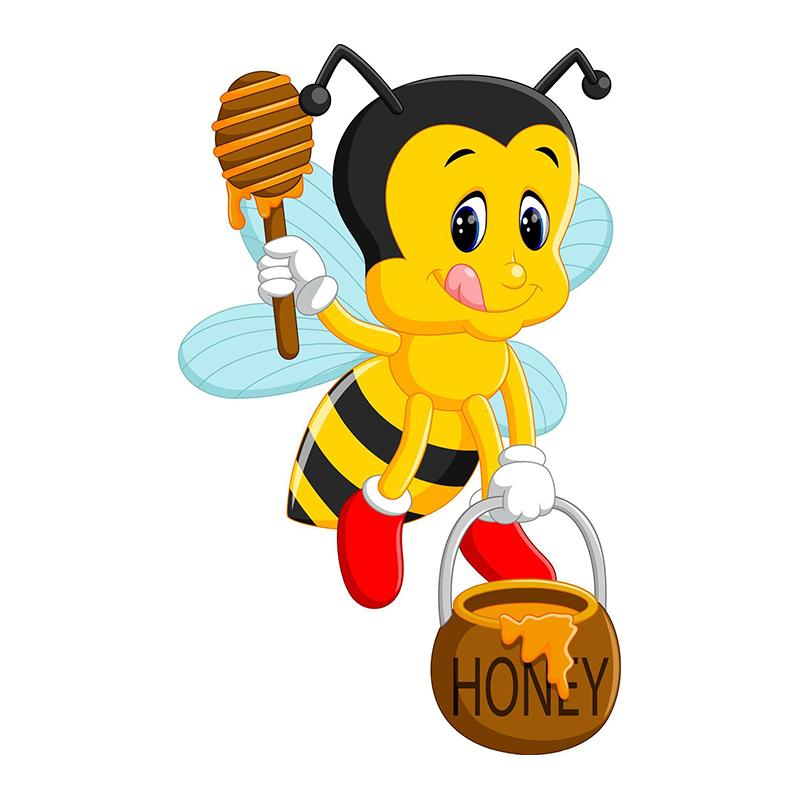Cartoon kleine Biene hält Honig Aufkleber auf dem Auto Vinyl Aufkleber wasserdichte Dekoration Autoaufkleber