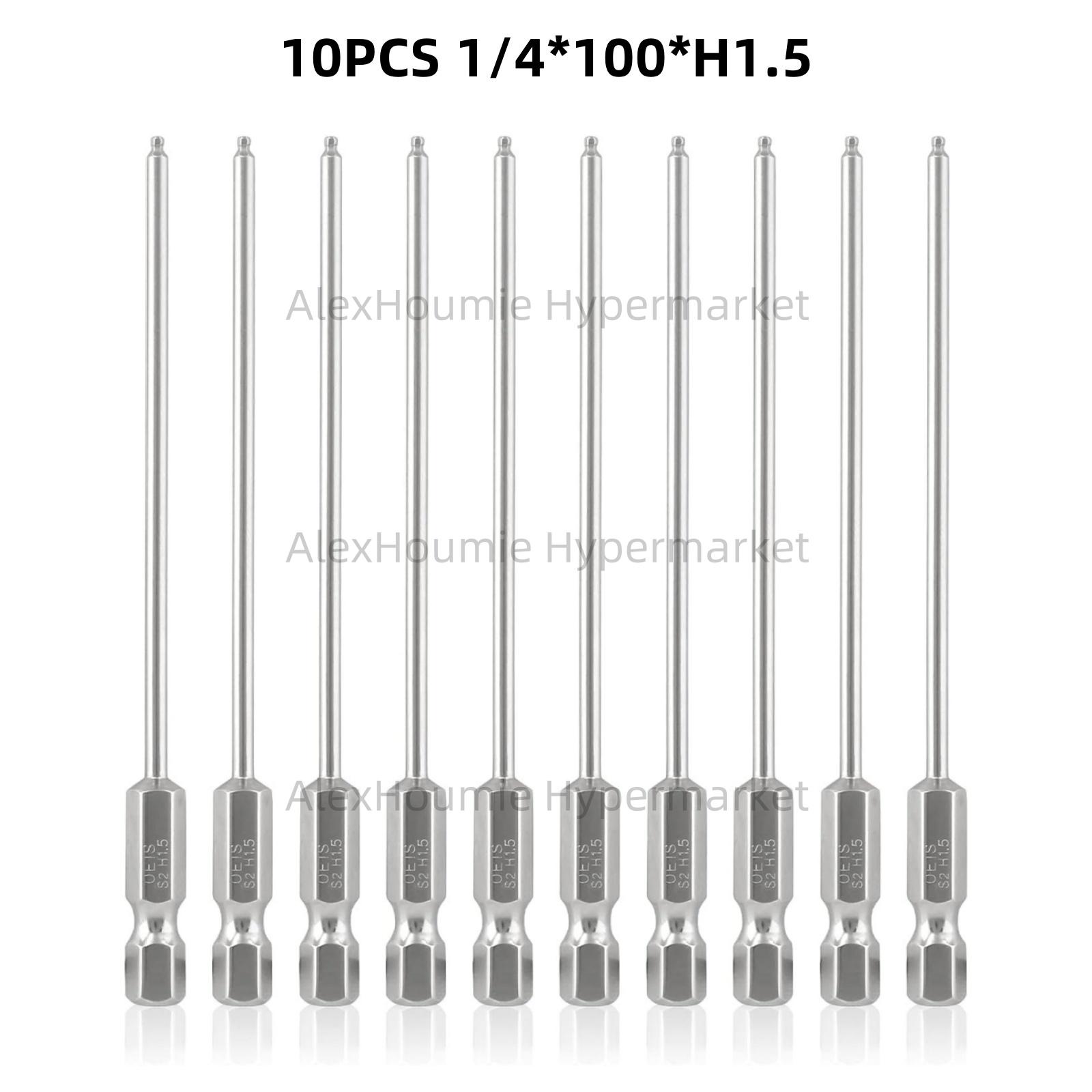 

10Pcs Ball End Hex Head Screwdriver Bits Set Magnetic Tips Ball End Drill Bit Magnetic with 1/4 Inch Hex Shank 100mm Length