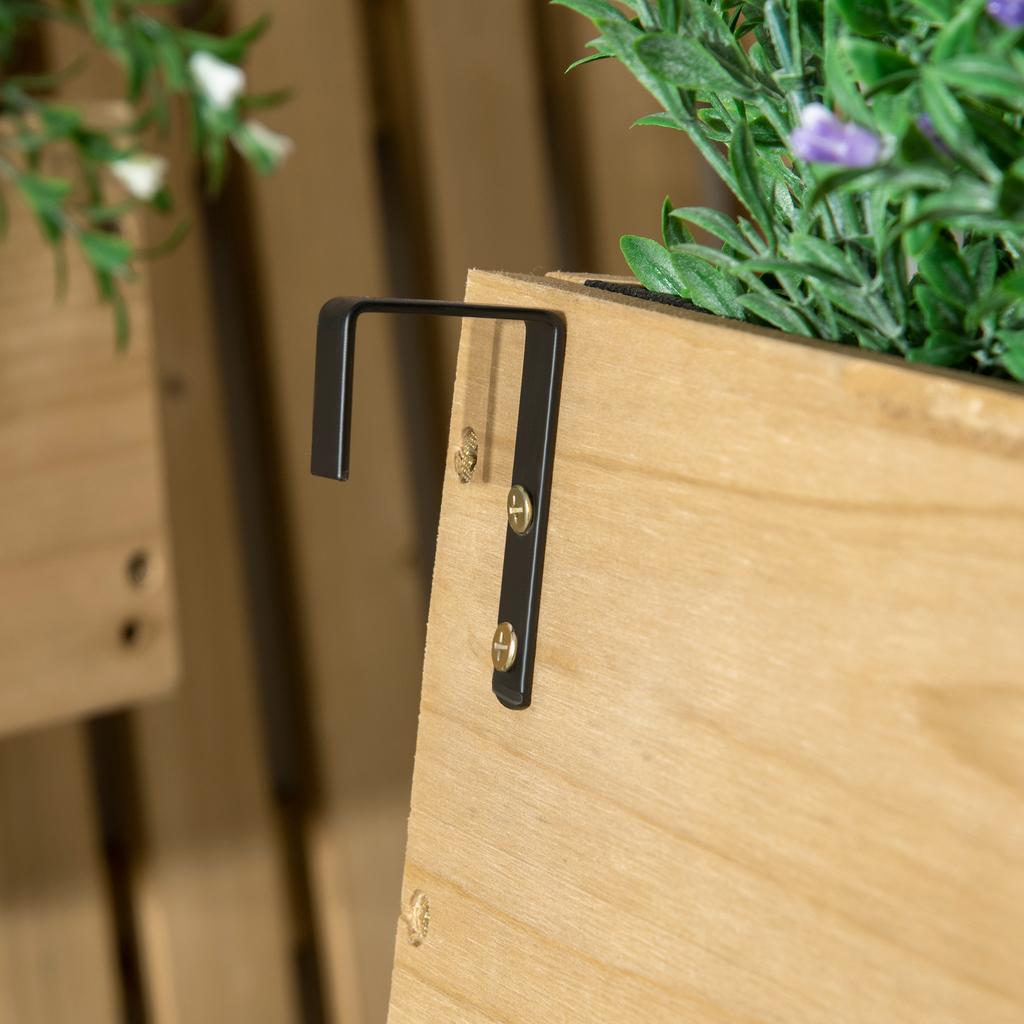 Wall-mounted Wooden Garden Planters with Trellis. Drainage Holes and 3 Planter Boxes for Patio. Natural