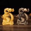 Resin Lucky Dragon Sculpture Statue Chinese Mascot Tamron Ornaments  Home Decoration Accessories Gold Color and Antique Copper