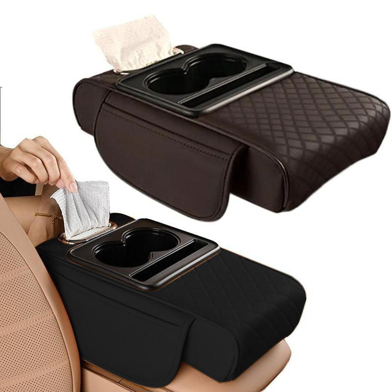 1 Pc Car Armrest Cushion With Cup Holder Car Armrest Elbow Height Pad Side Extension Cushion For Car SUVs Trucks