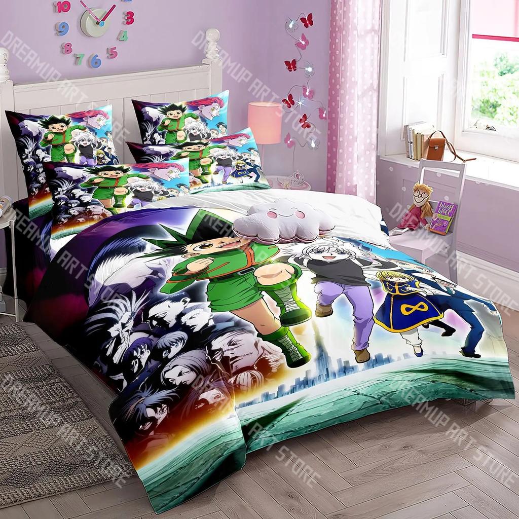 Fashion Anime Hunter Hunter Bedding Set Single Twin Full Queen King Size Bed Set Kids Bedroom Duvetcover Sets Bed Sheet Set