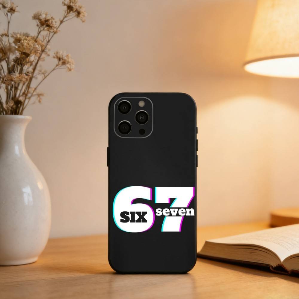 67 S-Six S-Seven Phone Case For iPhone 17,16,15,14,13,12,11 Plus,Pro Max,XS,Soft Silicone Black Cover
