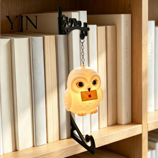 Room Decoration for Bedroom Metal Magic Owl Hanging Bookend Lamp, Resin Animal LED Night Light, Whimsical Gift Children Deer Bird Decor Light