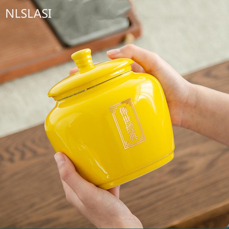 Caja de té de cerámica china, contenedor de almacenamiento sellado para aperitivos de frutas secas, ideal para viajes, portátil, Tieguanyin