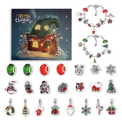 2025 Christmas Advent Calendar Bracelet Set 24 Day Countdown Jewelry Box with Santa Reindeer Tree Charms Surprise Xmas Gift