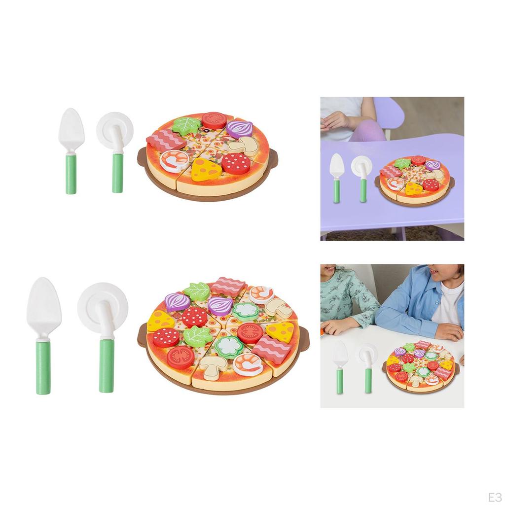 Pizza Set, Play Kitchen Accessories, Role-playing, Color Learning, Realistic Serving Toy,