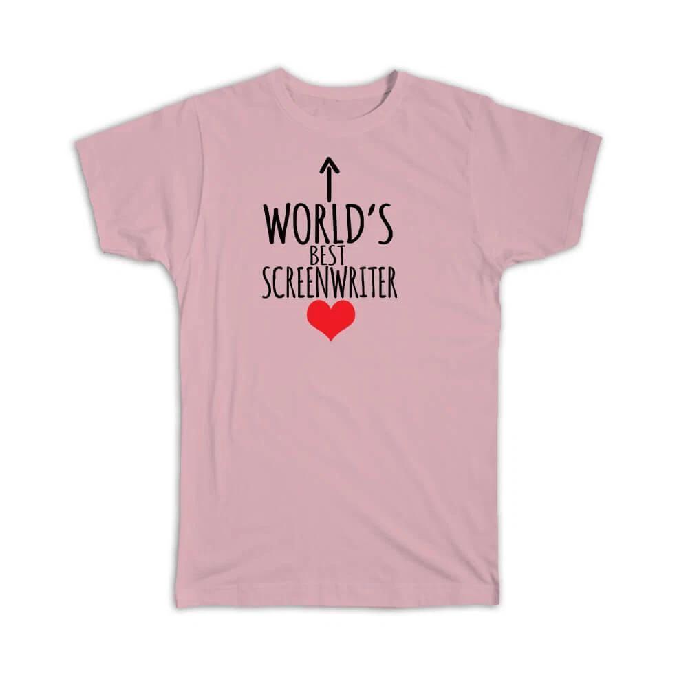 Gift T-Shirt : Worlds Best Screenwriter Heart Arrow 3XL