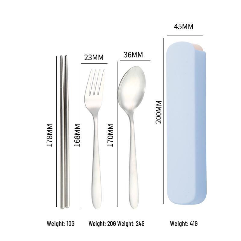 Stainless Steel Cutlery Set: Spoon, Fork & Chopsticks with Pointed Ends - Portable for Outdoor, Student, or Gift Use