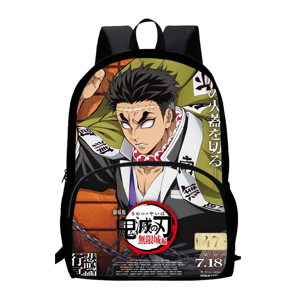 Japonské kreslené komiksy Demon Slayer: Kimetsu no Yaiba - Oblouk Nekonečného hradu Dětský batoh Velkokapacitní batoh s kapsou na zip 0015