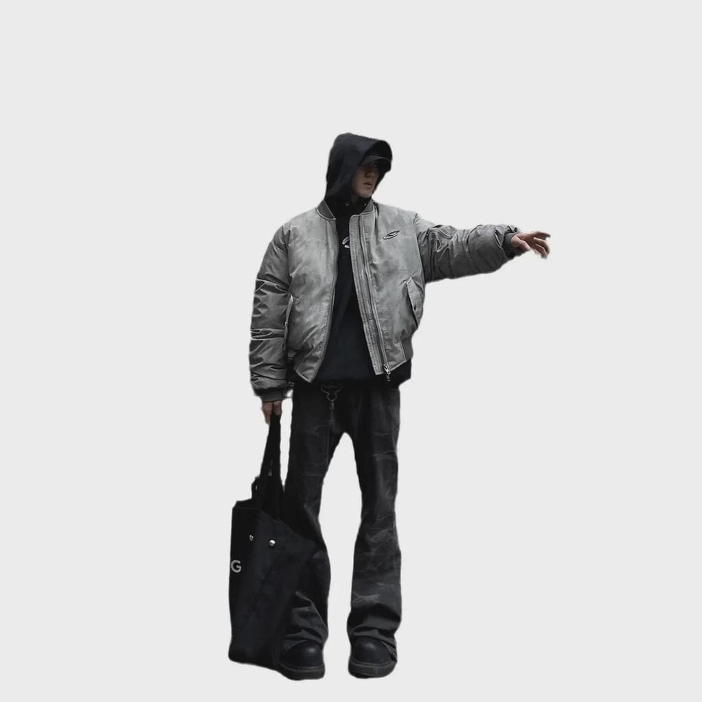 American Style Pleated Cotton Coat: Men's Winter Flight Suit, Loose Warm Baseball Jacket