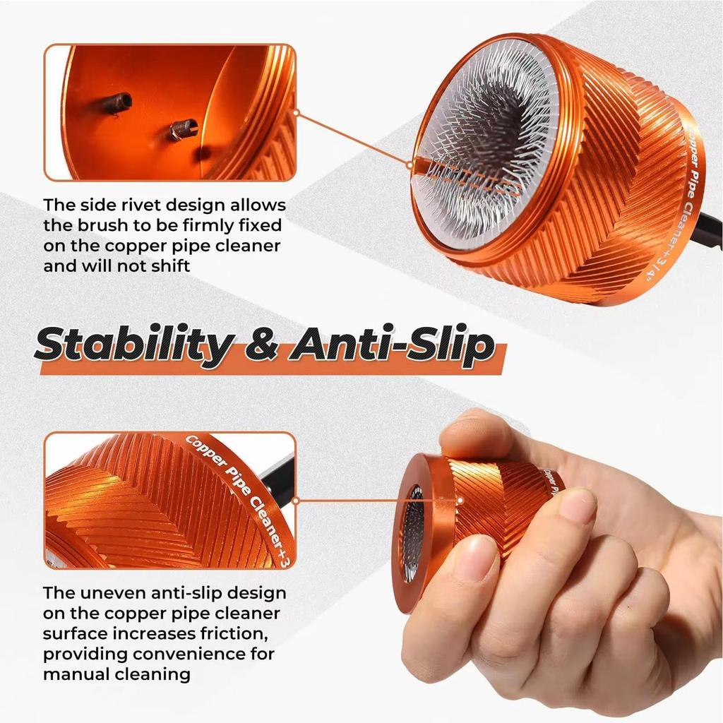 Pipe Cleaner Tool Metal Copper Pipe Cleaner Professional Replacement Cleaning With Brush For Tubing PVC Conduit Metal
