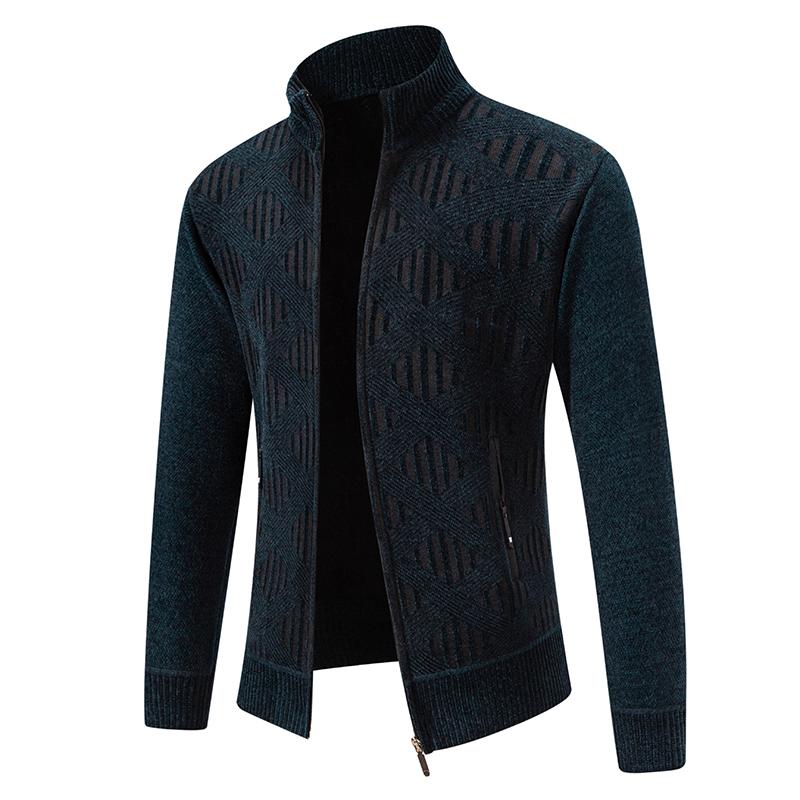Autumn Winter Stand Collar Knit Cardigan Men Korean Style Warm Casual Men's Knitted Sweater Coat