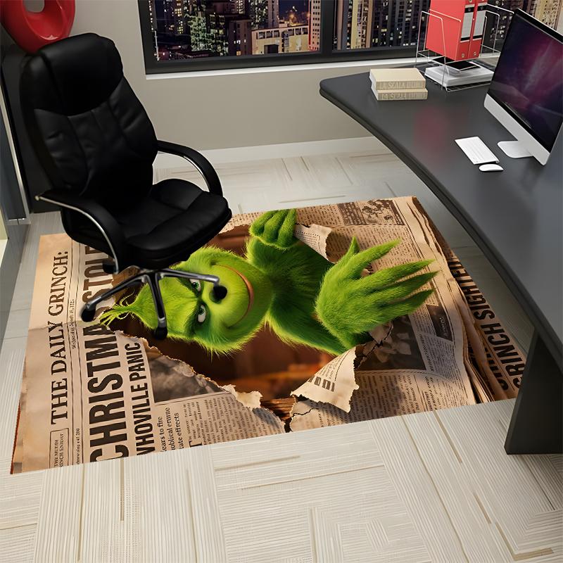 Grinch Printed Carpet, Rug for Office Chair Living Room Bedroom Kitchen Room Decor Gifts.
