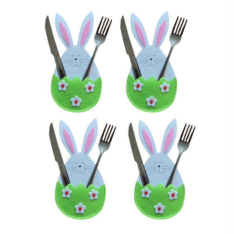 Easter Knife Fork Holder Pocket Carrot Rabbit Eggs Bunny Cutlery Bag for Easter Party Table Decor Tableware Cover Ornaments 2025