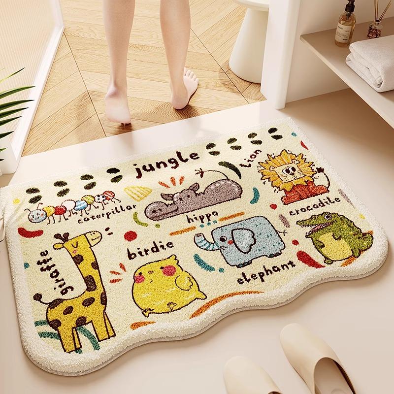 Cream wind imitation cashmere toilet floor mat bathroom absorbent mat toilet toilet quick drying door non-slip foot pad
