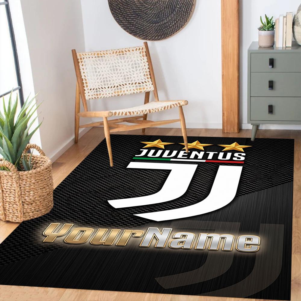 Juventus Customized Name Floor Rug Office Rug Design for Balcony Living Rooms Kitchen Entryway Antislip Carpet Anime Office Decor