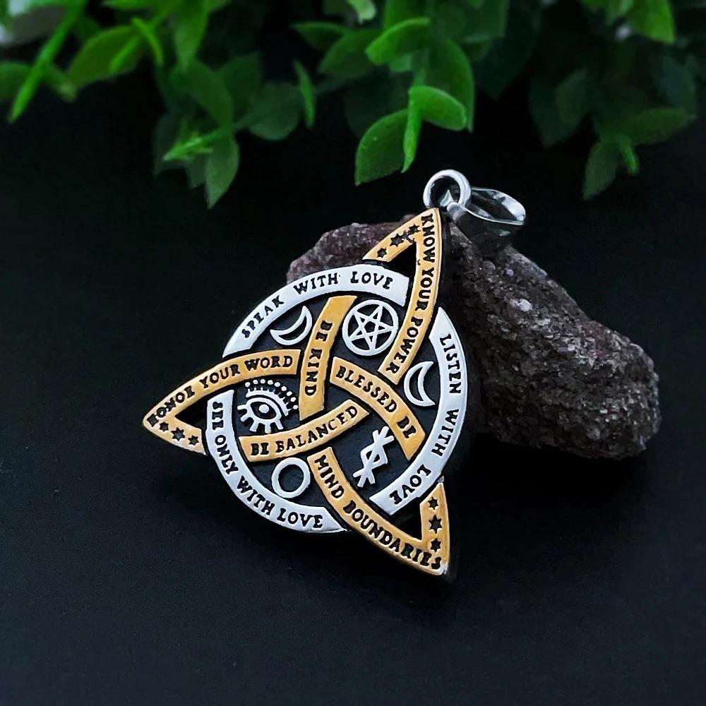 Trendy Viking Sun Tarot Triangle Pendant Titanium Steel Necklace Stainless Steel Jewelry Gift