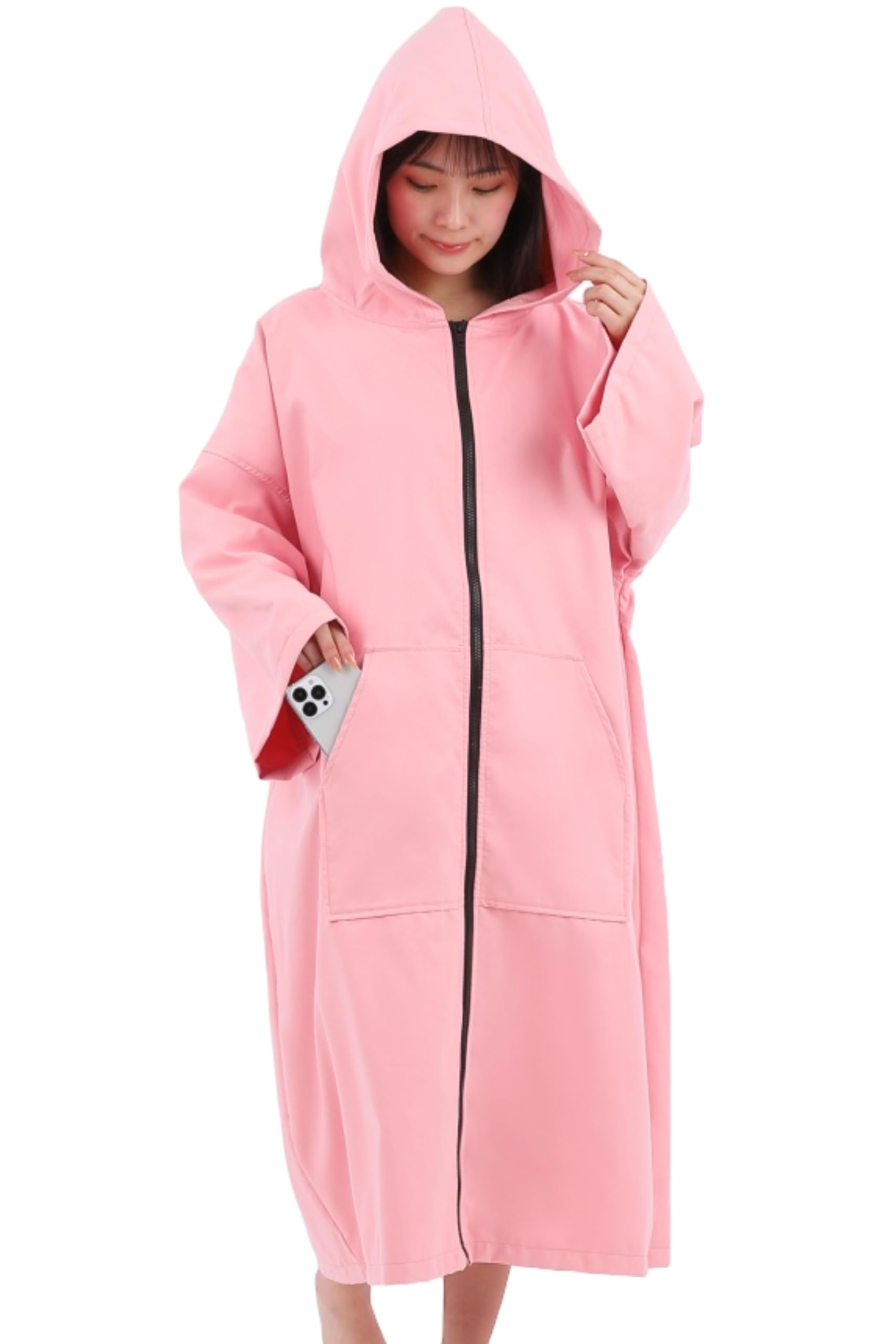 

[.reluxed U] Thin, Lightweight, Compact Surf Poncho, Sauna Poncho, Changing Poncho, Towel Poncho (Pink)