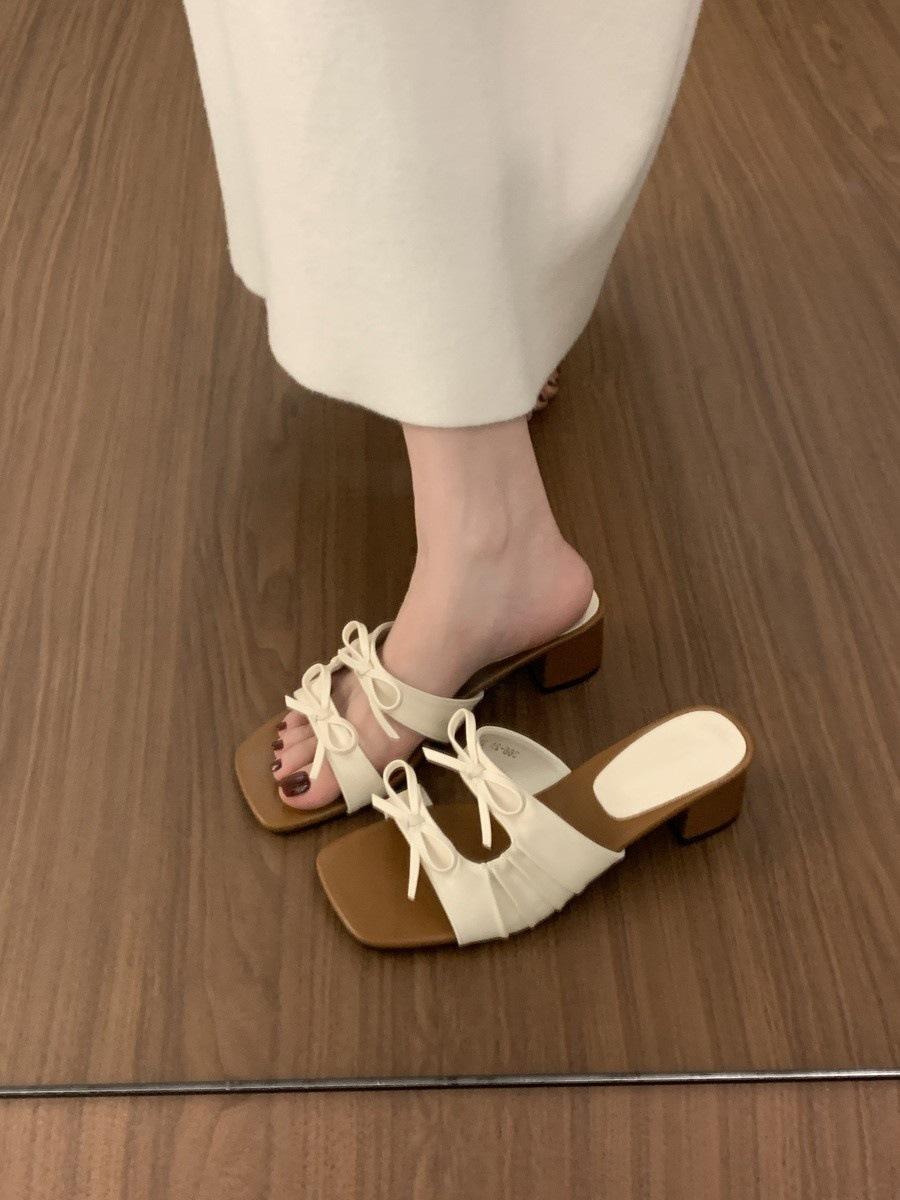 

With skirt fairy style square head open-toed slippers female summer wear French stunning silver fashion sandals female 35