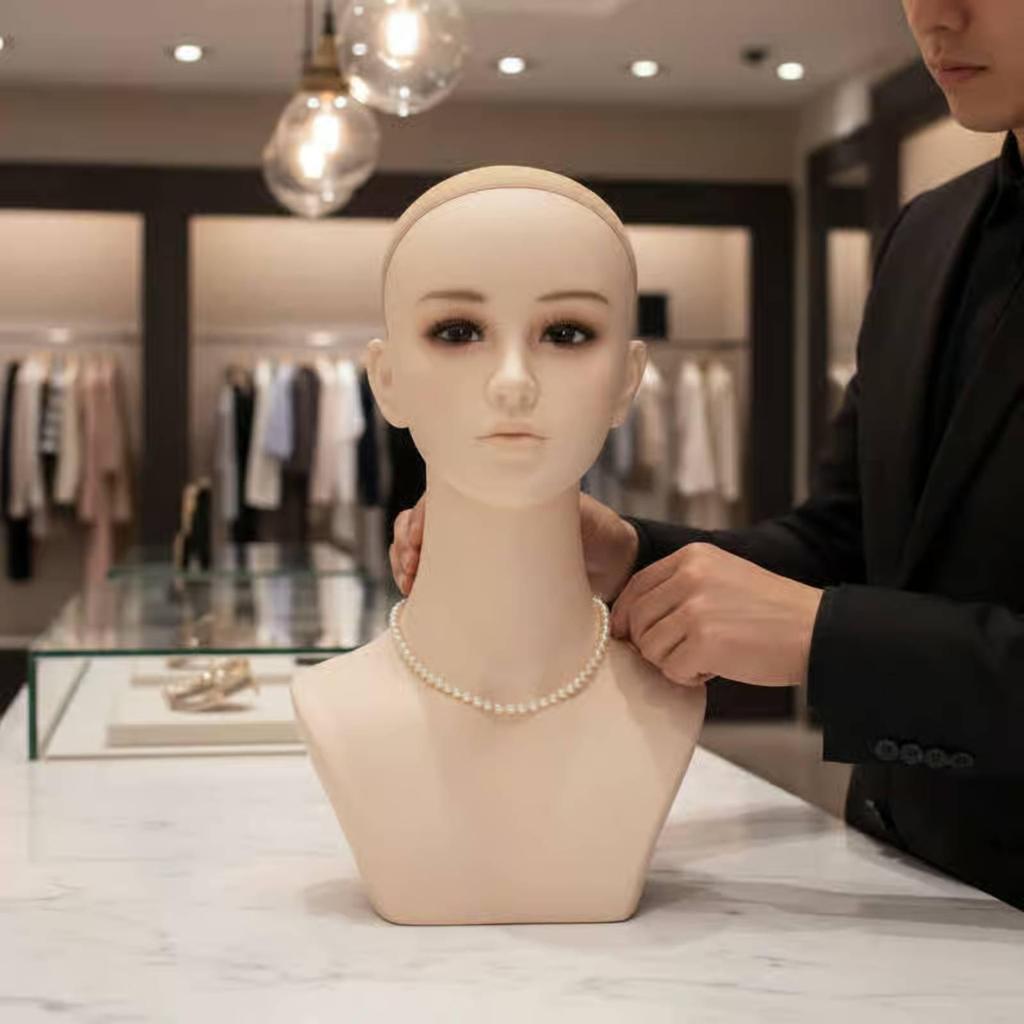 Mannequin Head Bust SkinToneToned Female Smooth Finished
