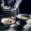 Japanese Ceramic Dòulì Ramen Bowl – Retro Coarse Pottery, High-End, Large Open-Mouth Trumpet Design, Ideal for Home Tableware