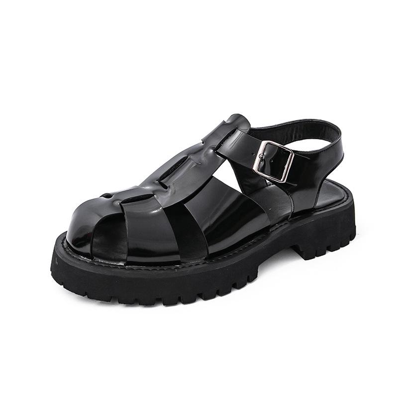 Men's Roman Sandals: Summer Leather Thick Sole Casual Shoes – Large Size