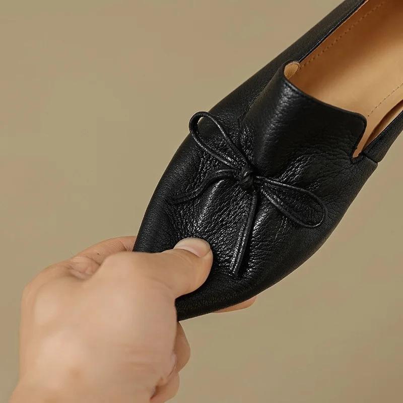 Fashion luxury Designer office lady elegant black Women's pointed Toe Bow mid Heels Shoes new leather retro pumps Women Mary Jane Shoes