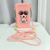Anti-lost Hanging Neck Phone Bag Cartoon Modern Lady Storage Bag Zipper Soft Shoulder Case  School