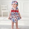 0 to 24 Months Baby Girls Smocked Spaghetti Strap Bodysuit Ice Cream Flag Print Summer Triangle Romper Newborn Infant Crawling Outfit