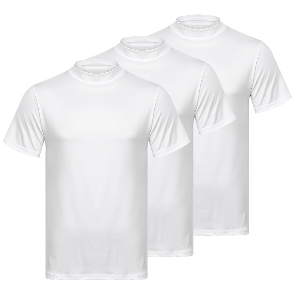 Herren 3-teiliges Mock-Neck Kurzarm-T-Shirt Lässiges einfarbiges Slim-Fit Oberteil Unterhemd Set