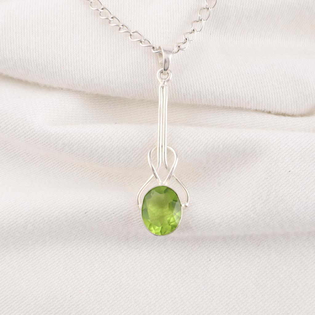 Peridot Jewelry, 925 Solid Sterling Silver Pendant, Handmade Gemstone Jewelry Pendant For Thanksgiving Gift