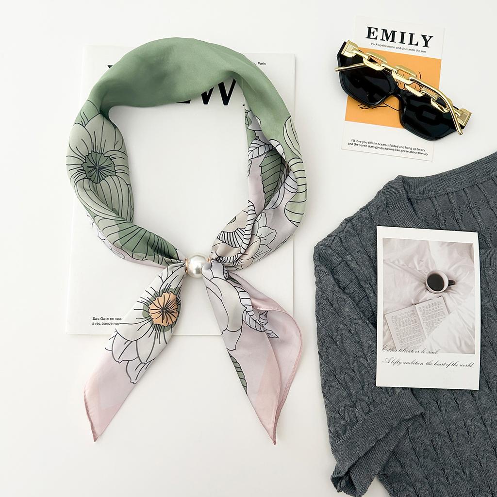 Summer imitation silk satin silk scarf magnetic suction silk scarf lazy silk scarf long necklace decorative thin scarf