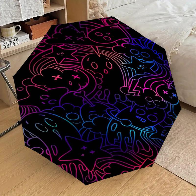1pc Psychedelic Doodle Art Umbrella with Plastic Handle,Suitable for All Seasons Home Travel Outdoor UmbrellaDD1804
