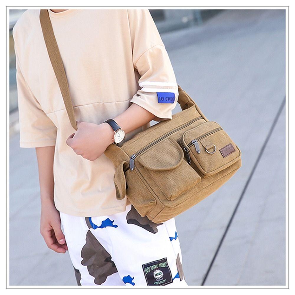 Retro Shoulder Belt Bags Canvas Male Shoulder Bag Business Single-shoulder Bag  Outdoor