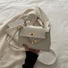 New Fashion Crocodile Embossed Faux Leather Shoulder Bag for Women Vintage Lock Square Crossbody Purse