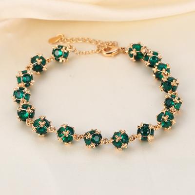 Haute Couture Emerald Lucky Grass Bracelet Korean Version of Exquisite Hand Jewelry Hair Gold-plated