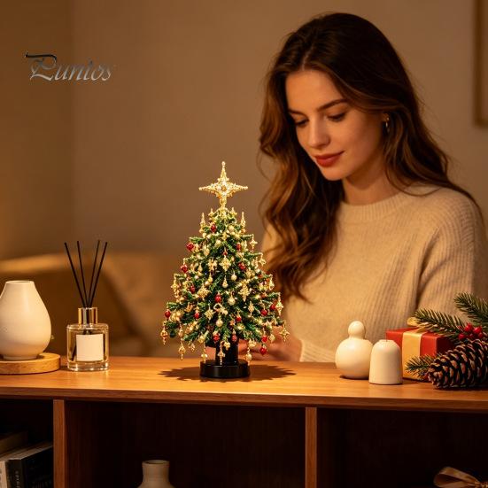 Christmas Tabletop Display Kit DIY Beaded Tree Kit, Faux Crystal Holiday Craft Set Festive Desk Ornament Making for Adults Beginners, Handmade