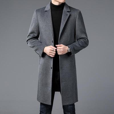 Manteau en Laine de Haute Qualité pour Homme - Sans Repassage, Trench-Coat d'Hiver Décontracté à Col de Costume