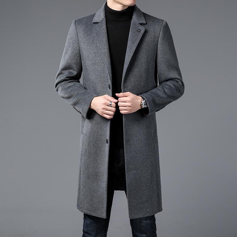 High-Quality Wool Coat for Men - Non-Iron, Casual Winter Trench with Suit Collar