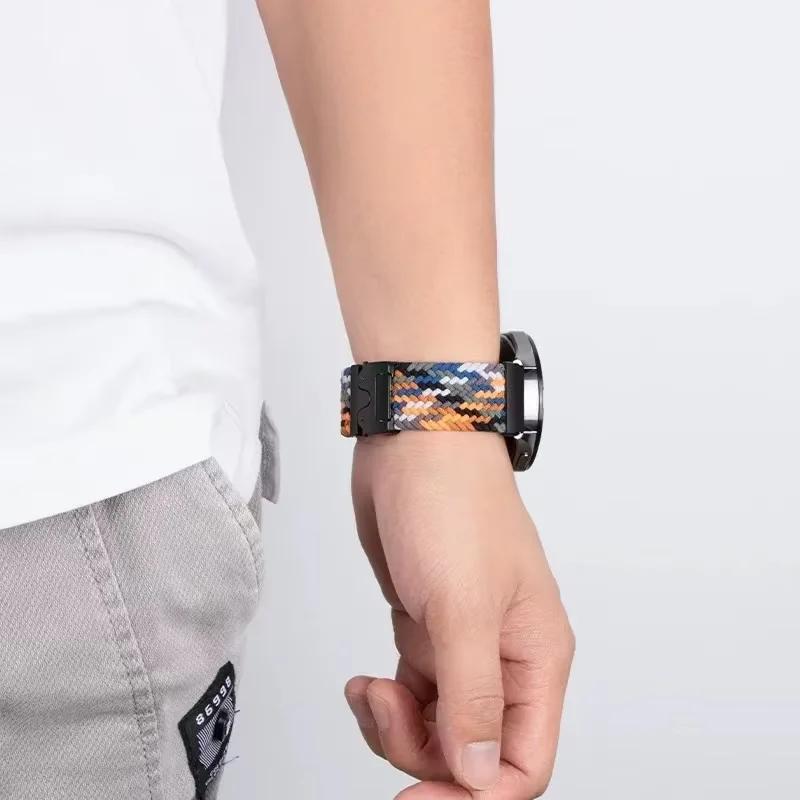 22/20mm Nylon-Geflechtband für Huawei Watch 5 GT6-5 Pro GT6-5-4 46mm Fallschirmschnalle Atmungsaktives Armband für Samsung Watch 7 6