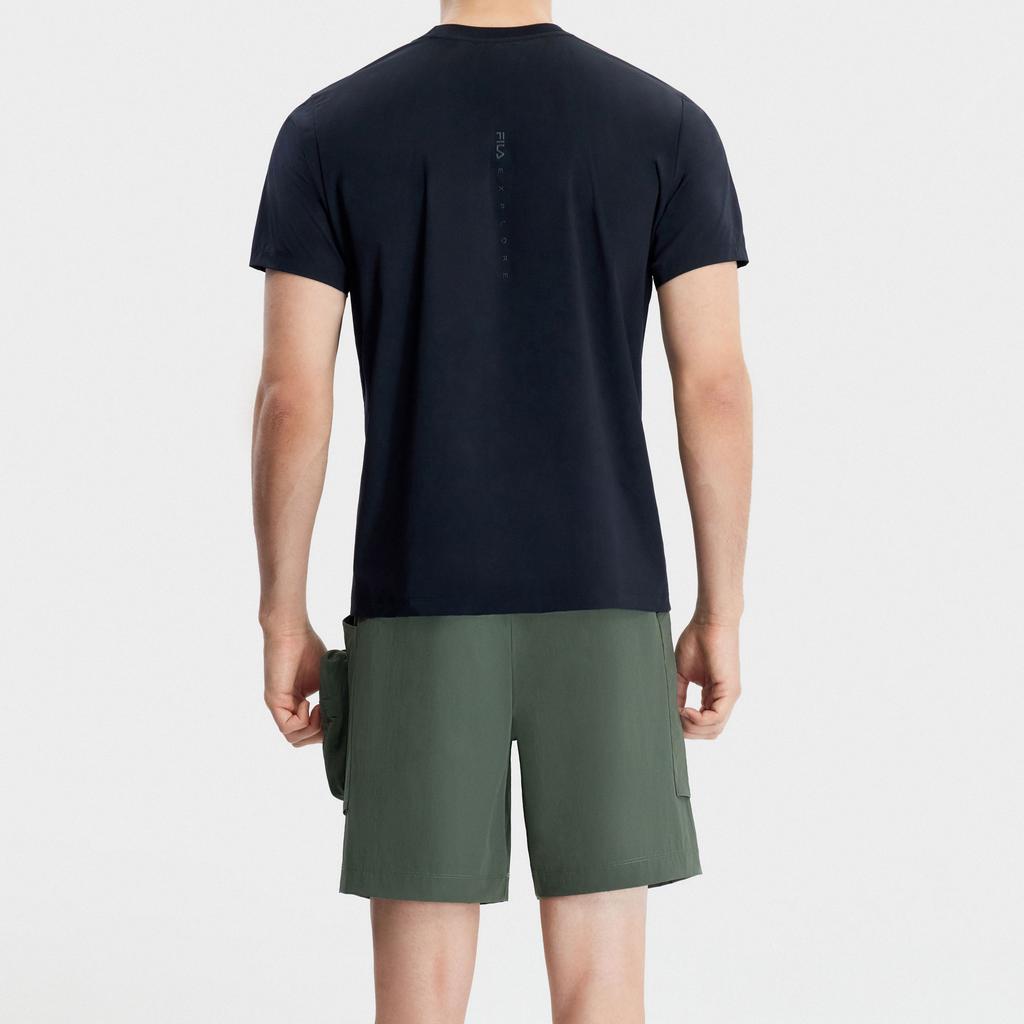 Fila Solid Color Round Neck Short Sleeve T-Shirt Men Tops Deep-Black A11M327108FBK