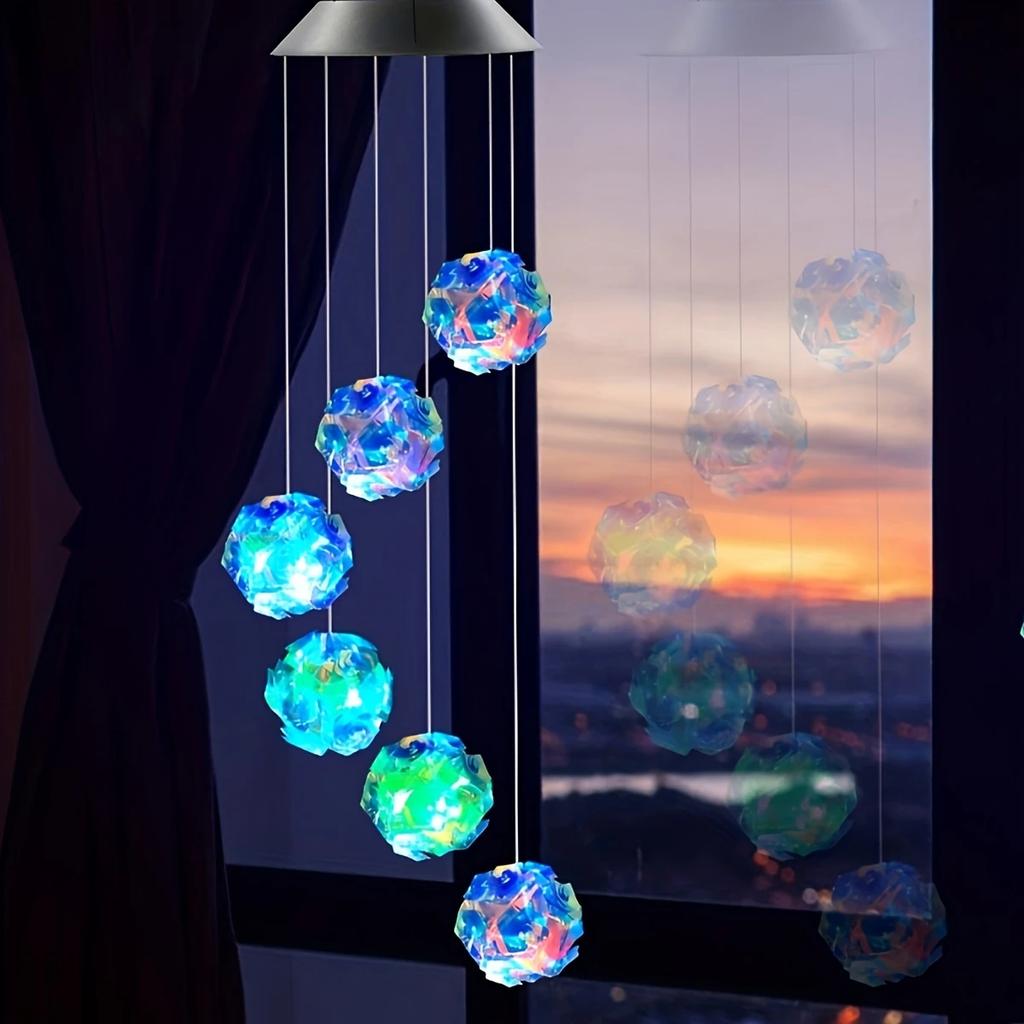 1 Stück Solar Blau/Rosa Hortensie Windspiele Solarbetrieben 6 LED RGB Farben Wasserdicht Außen Windspiel Lampe Für Heim Garten Dekor