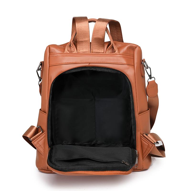 Large Capacity Backpack Women's Letter Backpack Soft Leather Travel Bag Multifunctional Shoulder Bag