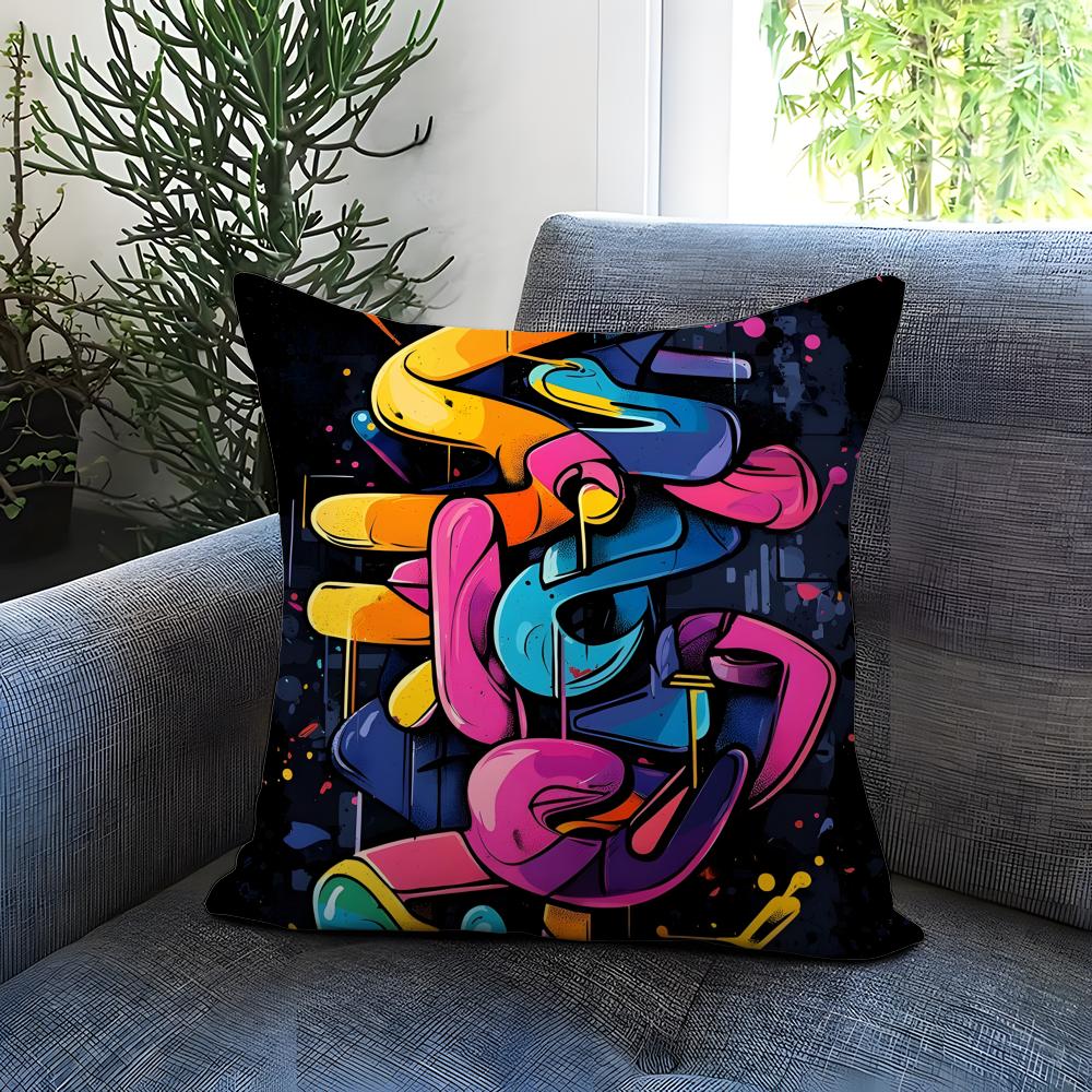 Street Graffiti Texture Cushion Cover Comfortable Reversible Pillow Cover Ideal for Car Sofa Bedroom  Beyond
